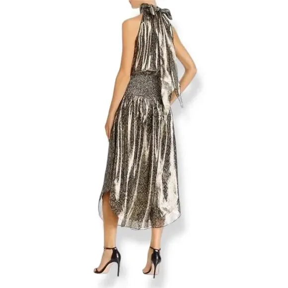New w/Tags RAMY BROOK NEW YORK silk metallic snakeskin print evening dress gown - Picture 7 of 17